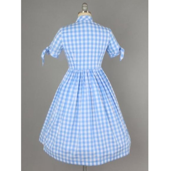 Light Blue Checkered Gingham Trudie Summer Dress - Picture 2 of 6